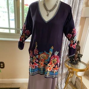 Johnny Was Washed Rayon Tunic w YFB Skirt M